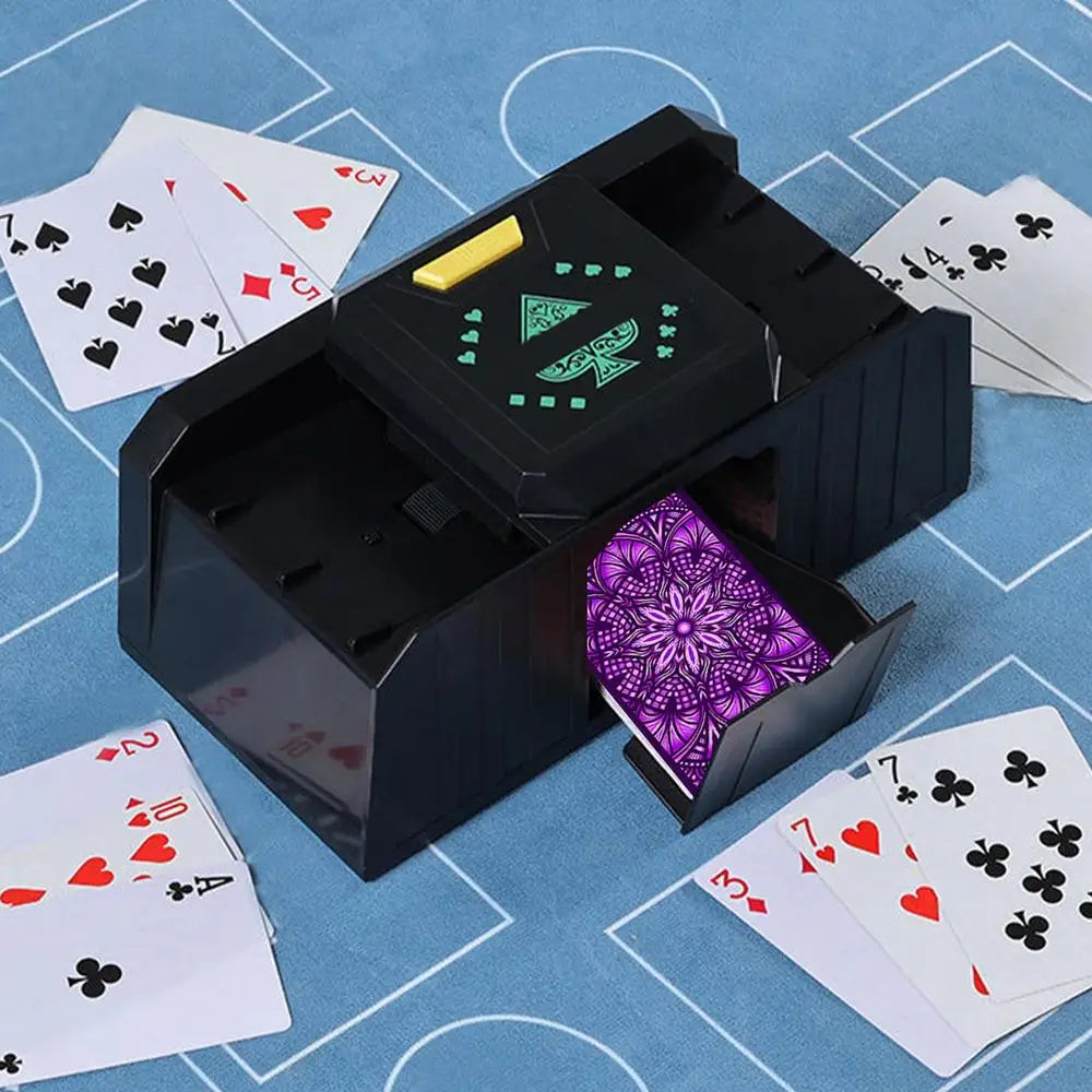 timing Auto Playing Cards Shuffle Electric Poker Shuffler Machine Battery Operated Poker Playing Tool Holds 1-2 Decks of Cards