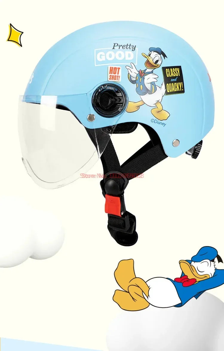 Summer Disney Donald Duck Motorcycle Super Light Open Face Helmet For Children Adult Helmet Safety Protective Helmet Gift Toy