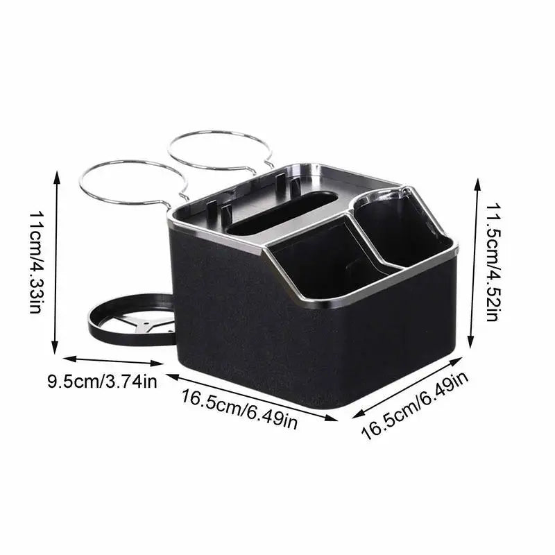 Car Armrest Cup Holder Car Storage Organizer Water Cup Holder Storage Box Water Cup Tissue Box With 2 Foldable Cup Holders
