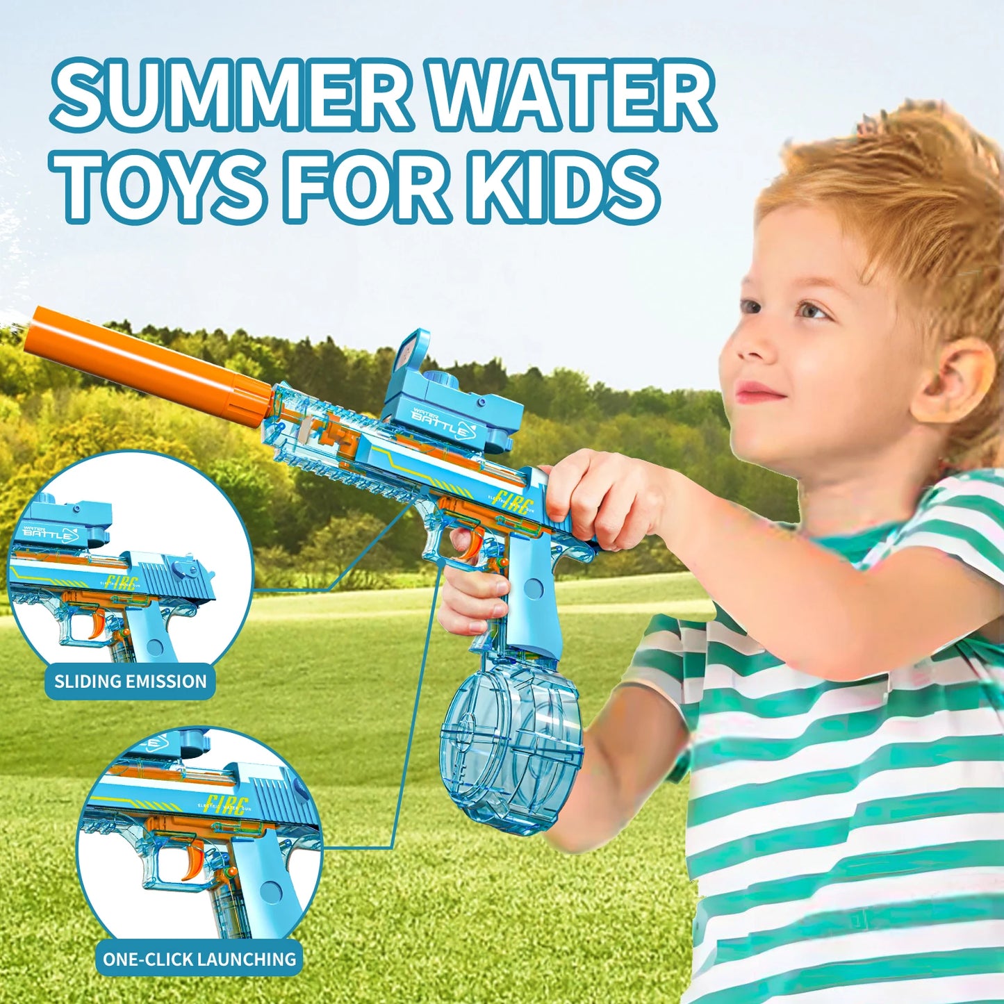 Transparent Sand Eagle Linkage Version Electric Water Gun Large Capacity Continuous Shot Water Fight Water Gun Toys