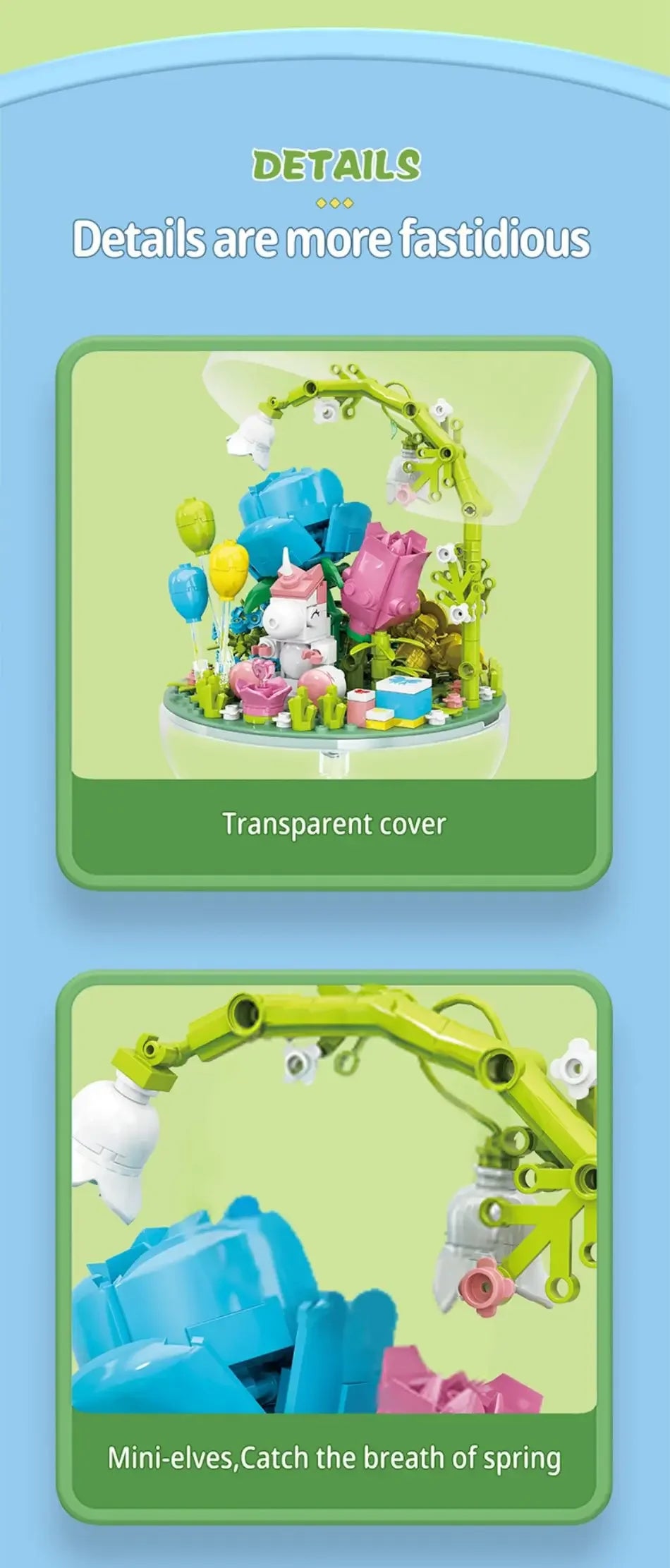 Succulent Plant Potted Building Blocks Insect Flower Model Bricks Set With Dust Cover Children's Educational Toys Adult Gifts