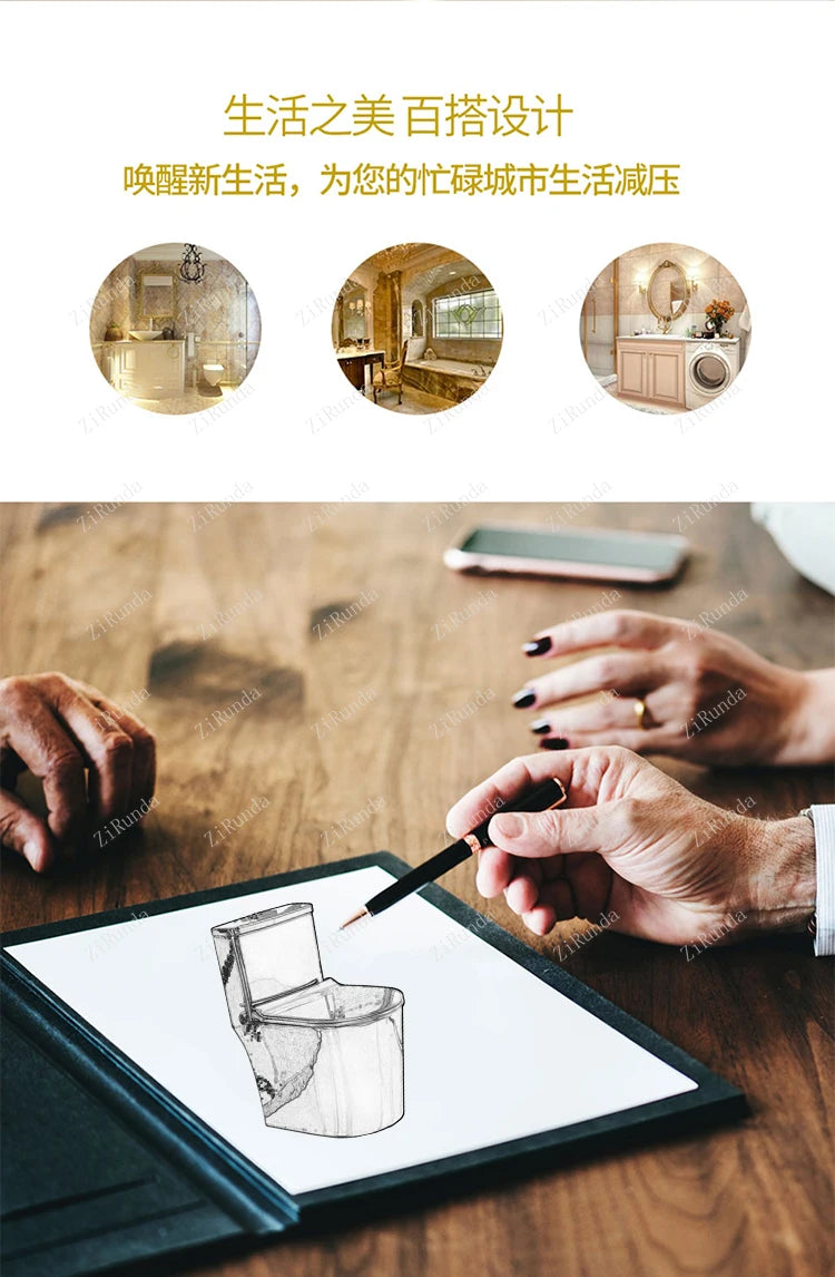 ~Inodoro de cerámica de color mudo para apartamento pequeño de estilo europeo, inodoro dorado de 8,0 pulgadas, inodoro de cañería grande, desodorante