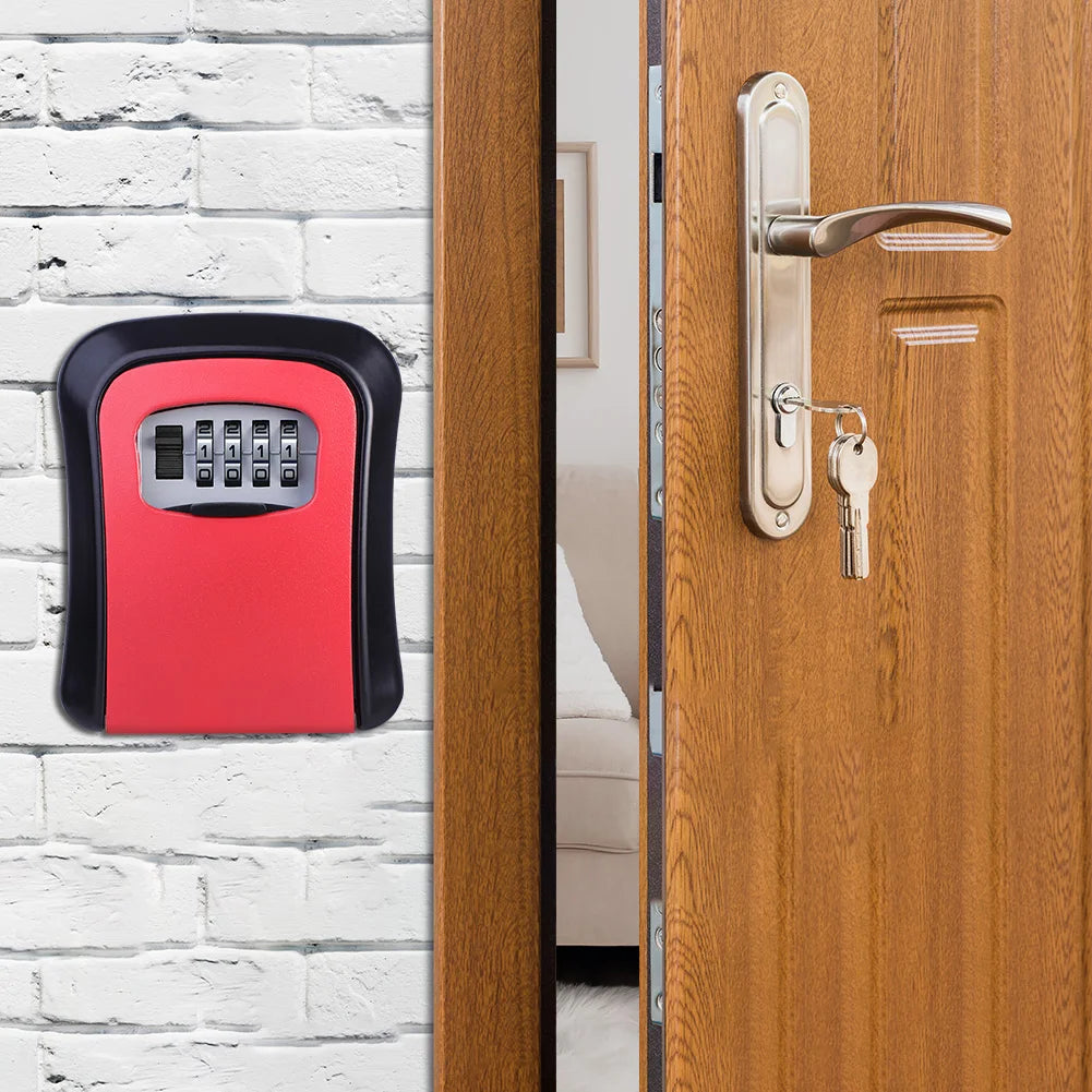 Wall Mount Key Lock Box 4 Digit Combination Password Key Storage Secret Box Organizer Security Code Lock No Key Home Safe Box