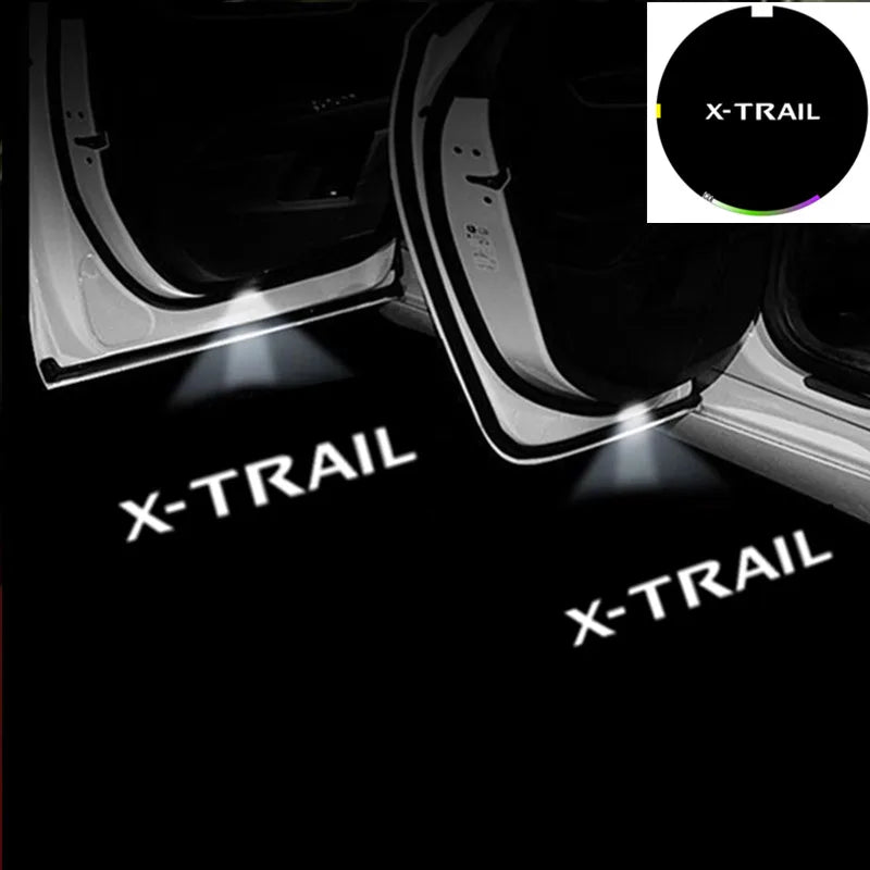 2Pcs Car Door Welcome LED Light Laser Projector Lamps Decor Accessories For Nissan X-trail T30 T31 2004 2005 2006 2007 2008-2014