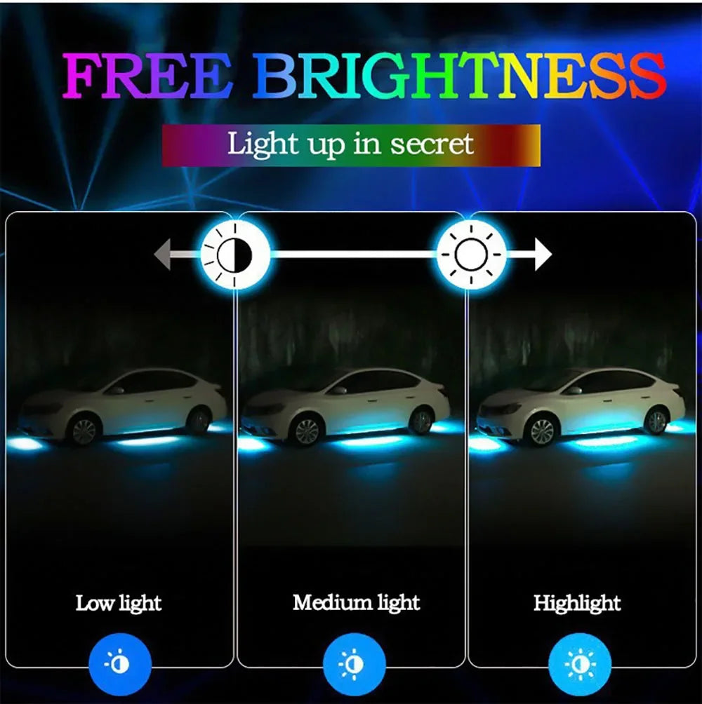 Car Colorful Modification Rainbow APP Flow Light Running Lantern RGB Car Bottom Music Rhythm Decorative Light