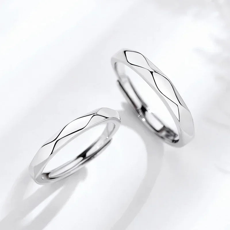 1 par de anillos de pareja de rombos blancos y negros, anillo abierto para mujeres y hombres, anillos de dedo ajustables, regalo de joyería de aniversario para amantes románticos