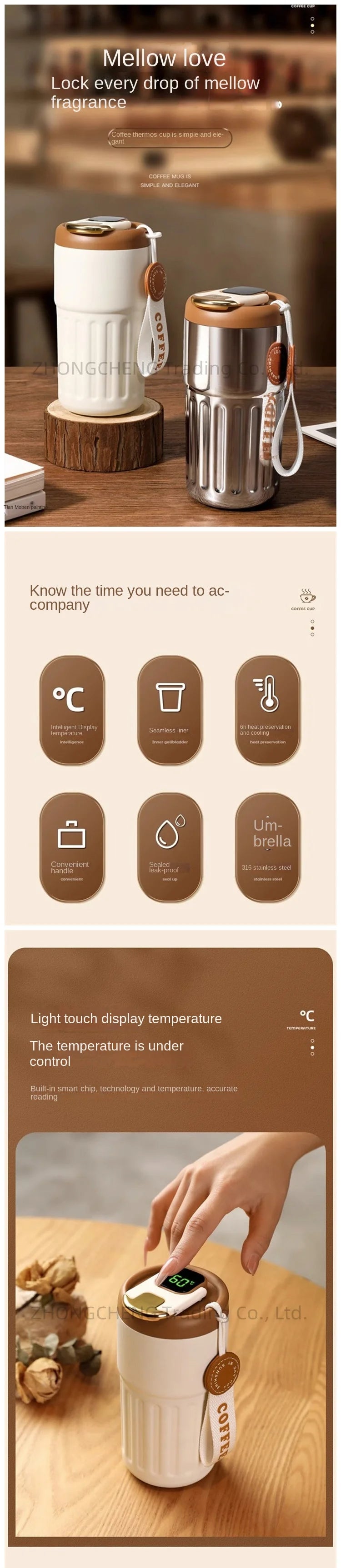 316 Stainless Steel Coffee Thermos Cup Boys High Sense Ladies High Appearance Level Girls High Water Cup