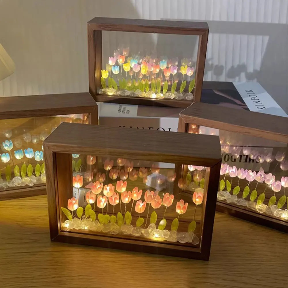 20PCS Tulip Nightlight Handmade DIY Photo Frame Huahai Home Decoration Atmosphere Lamp Valentine's Day Christmas Birthday Gift