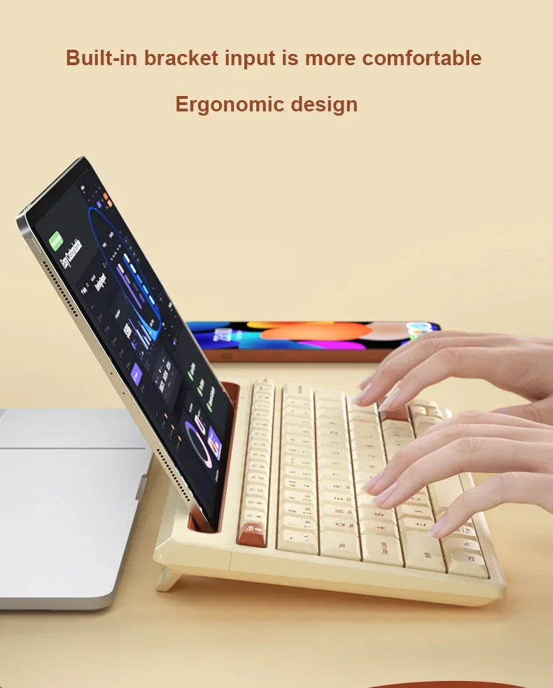 New Wireless Bluetooth Keyboard 87 Keys Three-mode Silent Mini Mute Keyboard For Notebook IPad Laptop Desktop Tablet Computer