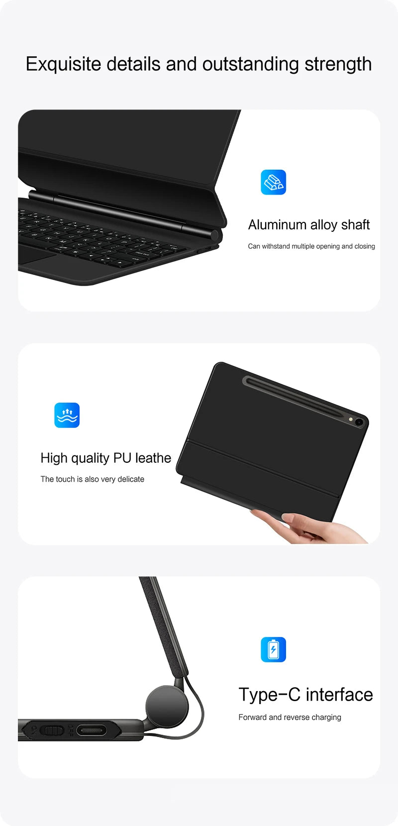 Backlight Magic Keyboard for Samsung Galaxy Tab S9 S8 S7 11 inch for Tab S9 FE Tablet Case German Spanish Portuguese Keyboard