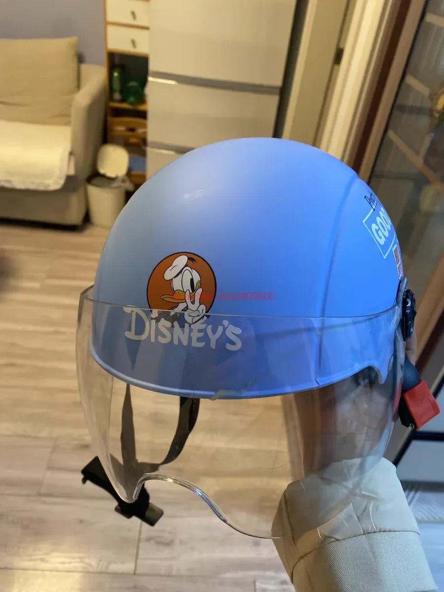 Summer Disney Donald Duck Motorcycle Super Light Open Face Helmet For Children Adult Helmet Safety Protective Helmet Gift Toy