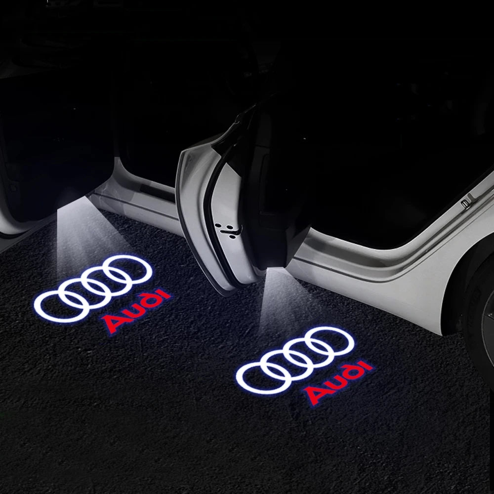 2PCS 3D LED Car Door Welcome Lights Decoration for AUDI SLINE RS S3 S4 S5 S6 QUATTRO A3 Q5 Auto Laser Projector Lamps Accessorie