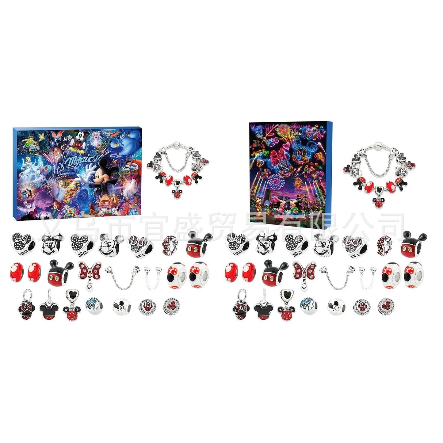Stitch Mickey Christmas Advent Calendar Disney Bracelets 24 Days Xmas Countdown Calendar Diy Jewelry Making Kit Kid'S Gifts