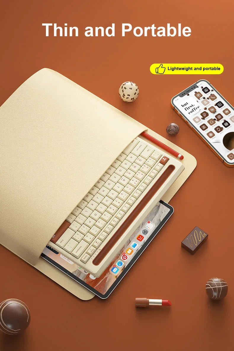 New Wireless Bluetooth Keyboard 87 Keys Three-mode Silent Mini Mute Keyboard For Notebook IPad Laptop Desktop Tablet Computer