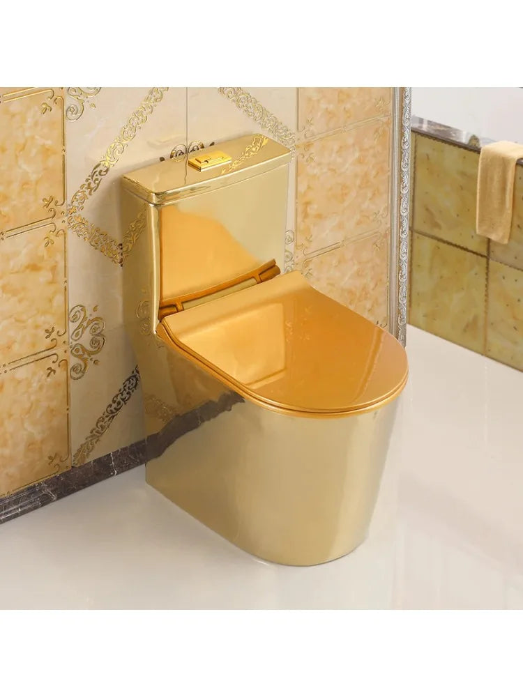 ~Inodoro de cerámica de color mudo para apartamento pequeño de estilo europeo, inodoro dorado de 8,0 pulgadas, inodoro de cañería grande, desodorante