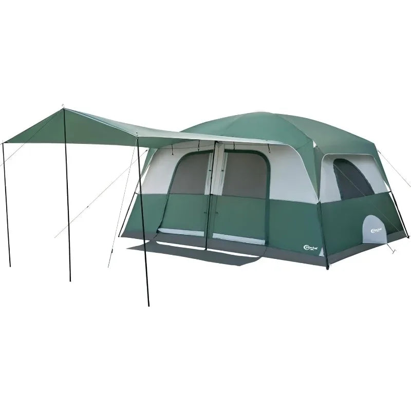 Tienda de campaña para 10 personas con porche, gran tienda de campaña familiar con 2 habitaciones, cortina dividida, para acampar al aire libre, viajar, resistente al agua