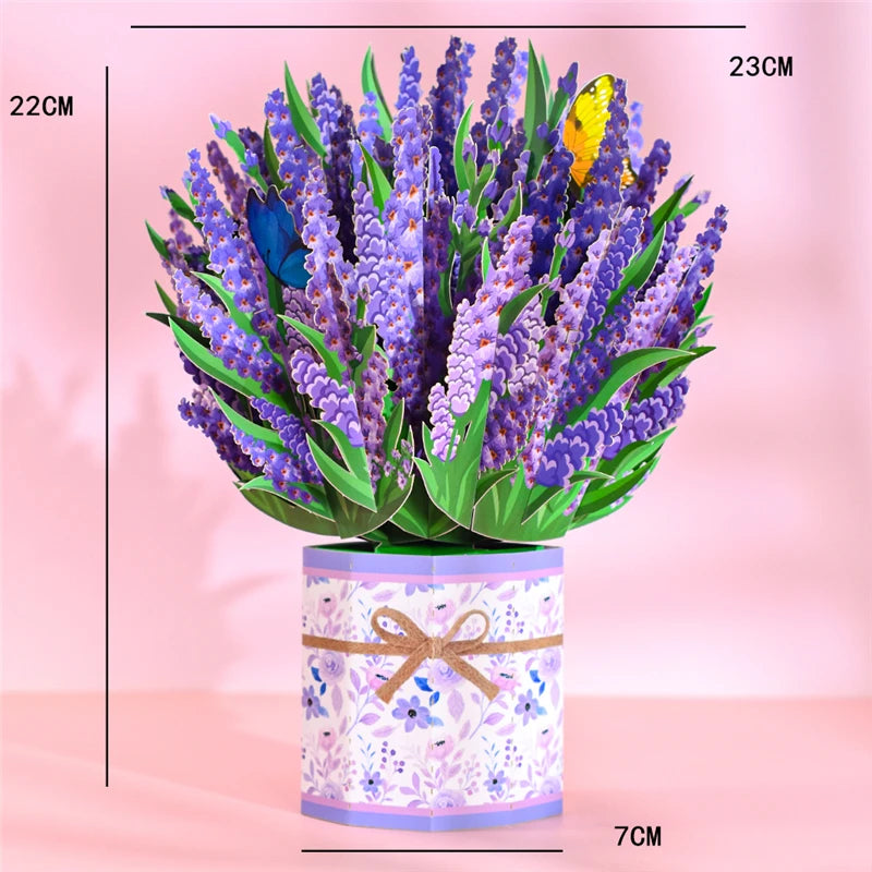 Tarjeta de felicitación emergente con flores en 3D para cumpleaños, día de la madre, día del padre, graduación, aniversario de bodas, mejórate pronto, simpatía