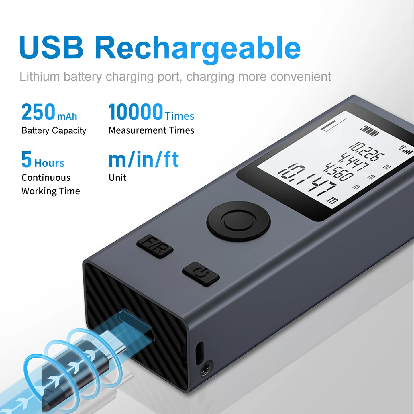 30M/50M Mini Smart Laser Distance Meter Measure Infrared Rangefinder USB Rechargeable Portable Handheld Laser Range Finder Tools