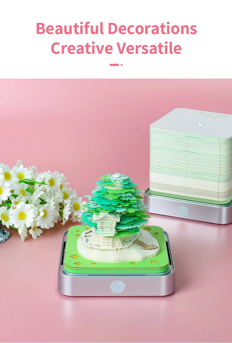 3D Omoshiroi Block Memo Pad Notepads Magical Calendar Magic Castle Sakura Tree Sticky Note Luxury Novelty Gift Items