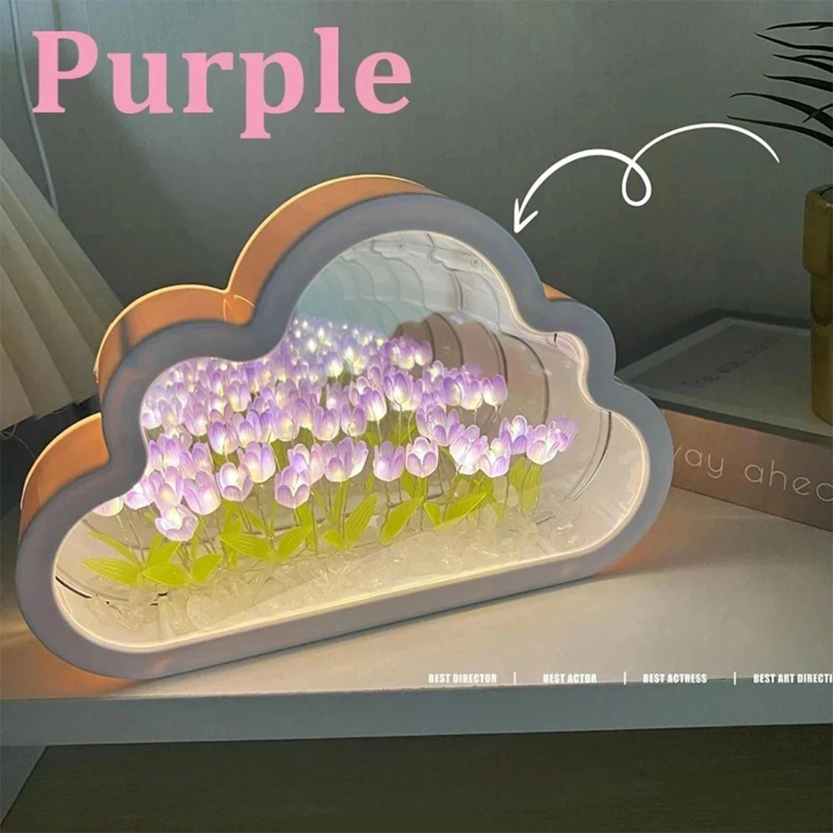 DIY Tulip Flowers LED Night Light Colorful Cloud Shape 20/21LEDs Atmosphere Light USB/Battery Powered Home Christmas Party Decor