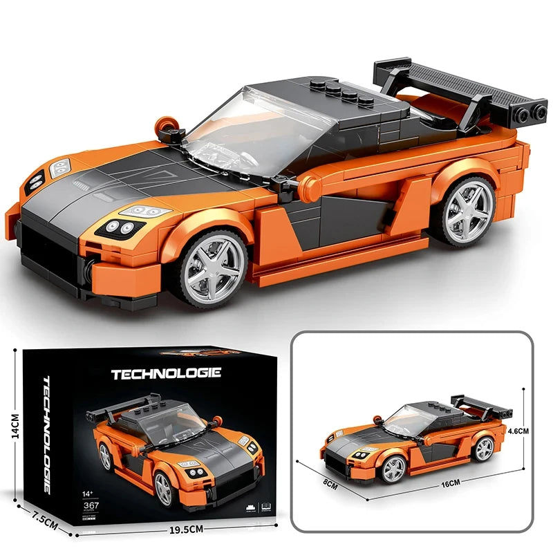 367PCS RX7 Sports Car Building Block Creative City Vehicle Classic Car Model Bricks Desktop Display Toys For Kids Holiday Gifts