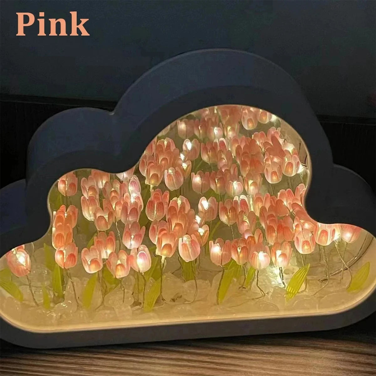 DIY Tulip Flowers LED Night Light Colorful Cloud Shape 20/21LEDs Atmosphere Light USB/Battery Powered Home Christmas Party Decor
