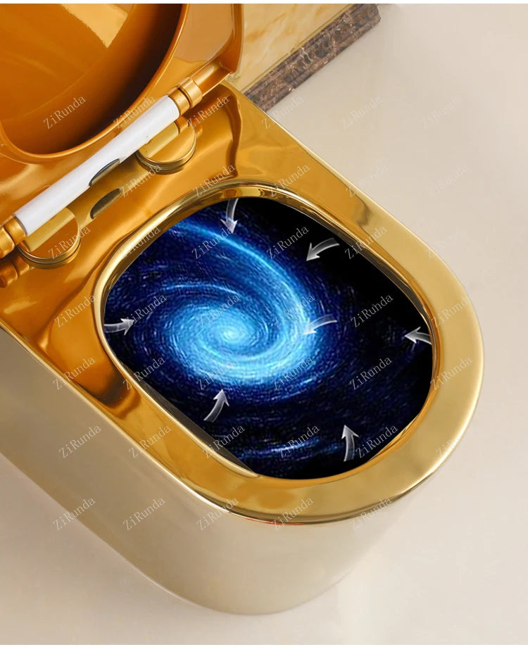 ~Inodoro de cerámica de color mudo para apartamento pequeño de estilo europeo, inodoro dorado de 8,0 pulgadas, inodoro de cañería grande, desodorante