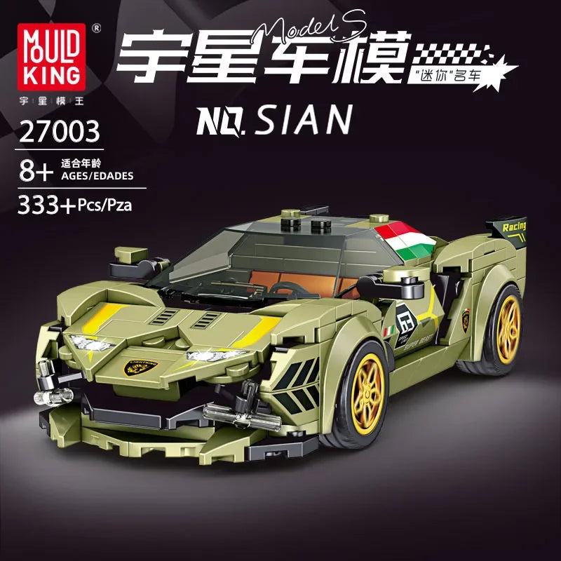 Yuxing-modelo mini-coche famoso, modelo de carreras deportivas, ocho cuadrículas, juguetes educativos para niños, bloques de construcción ensamblados