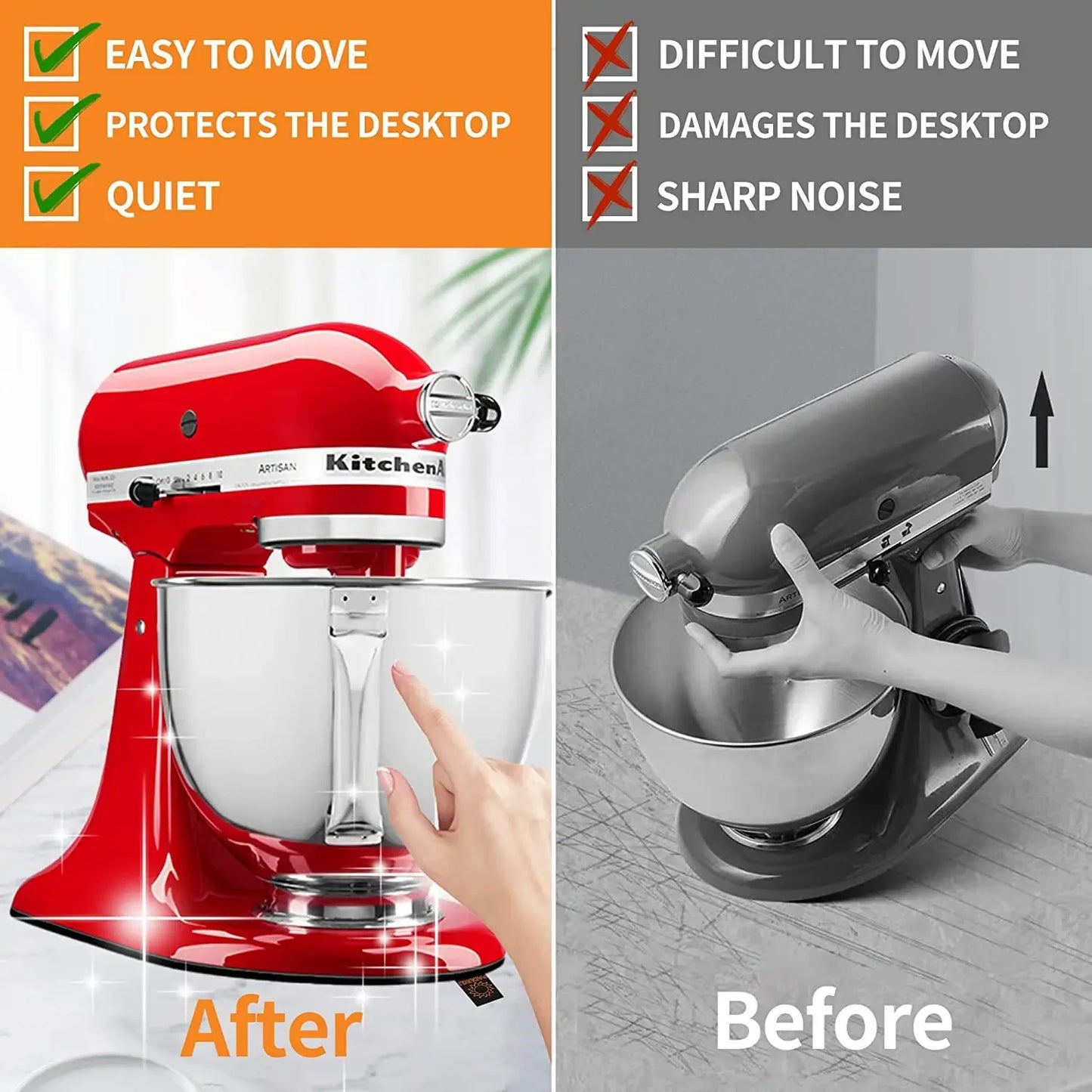 1 almohadilla deslizante para batidora vertical KitchenAid para pequeños electrodomésticos, almohadilla antideslizante para máquina de chef, almohadilla móvil