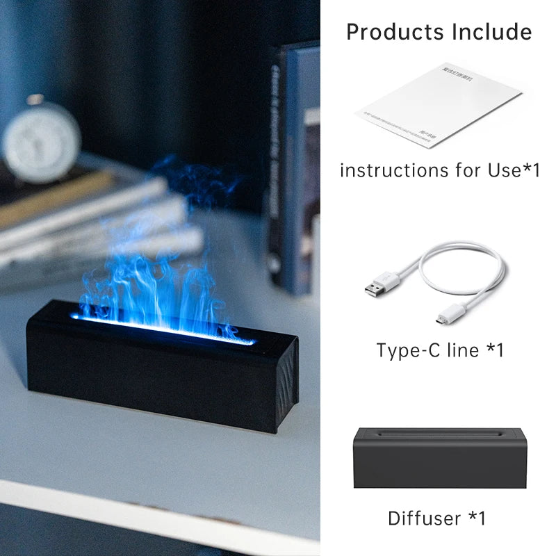 Vissko 7-Colorful Flame Diffuser USB Air Humidifier Aromatherapy Essential for Bedroom Yoga Home Oil Diffuser Fragrance Diffuser