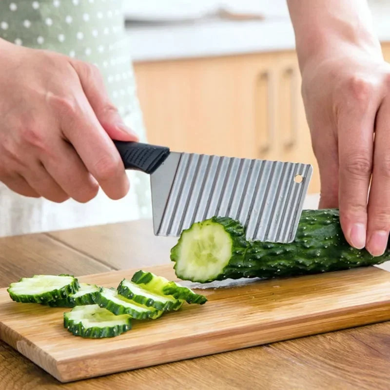 1 pieza de acero inoxidable de mano para cortar patatas fritas, cuchillo para maza, cortador de verduras multifuncional, herramientas de cocina