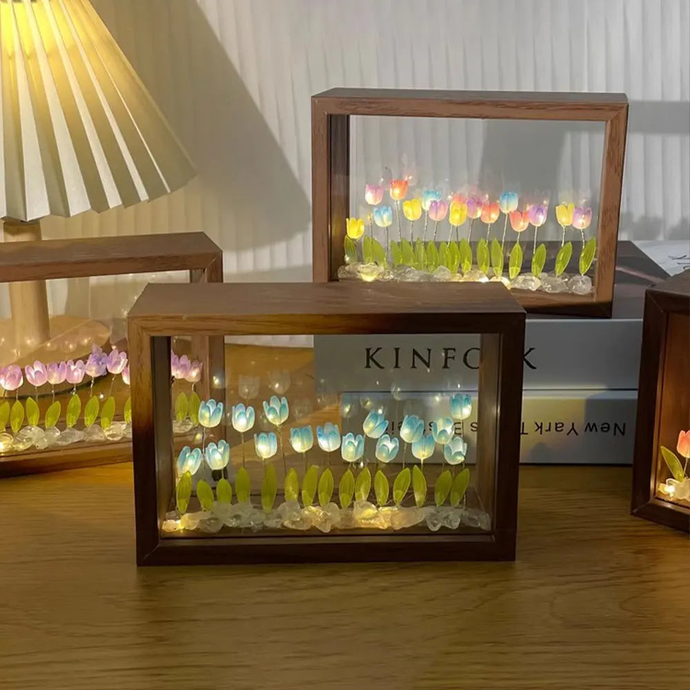 20PCS Tulip Nightlight Handmade DIY Photo Frame Huahai Home Decoration Atmosphere Lamp Valentine's Day Christmas Birthday Gift