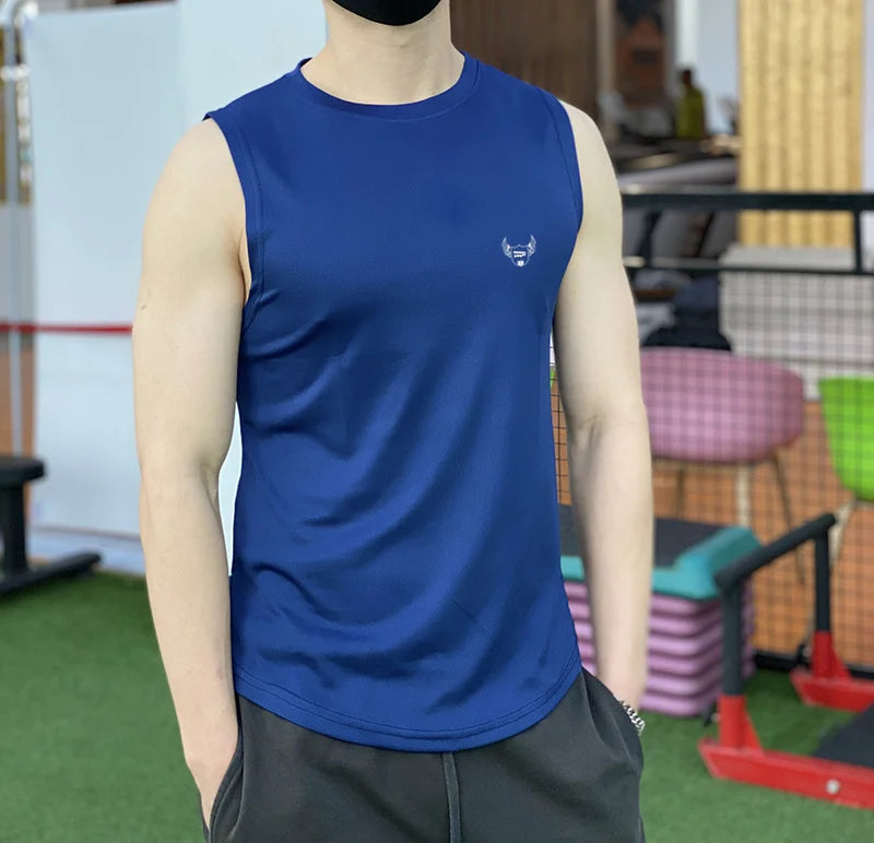 2022 NEW Men Sleeveless Sports Vest Summer Breathable quick-drying Gyms shir Male Bodybuilding Undershirt mesh Fitness Tank Tops