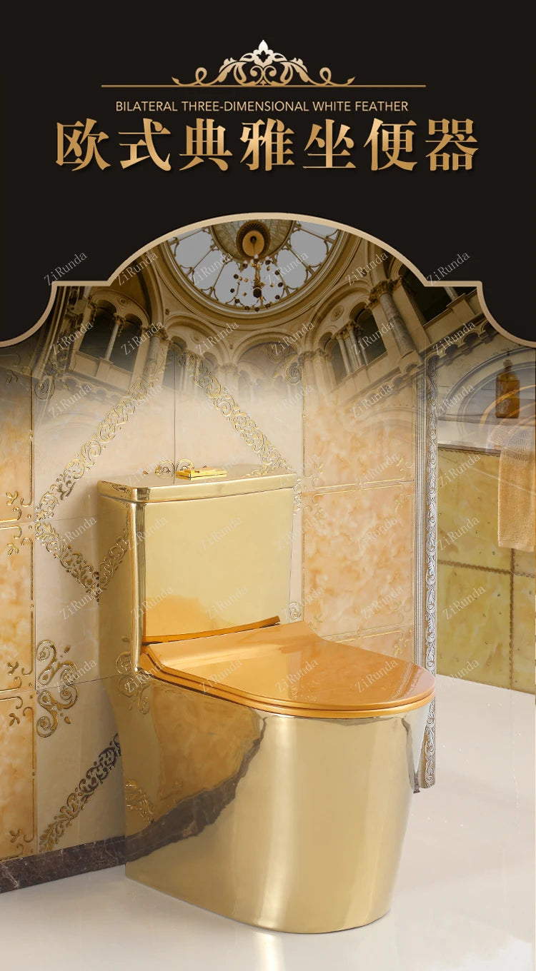 ~Inodoro de cerámica de color mudo para apartamento pequeño de estilo europeo, inodoro dorado de 8,0 pulgadas, inodoro de cañería grande, desodorante