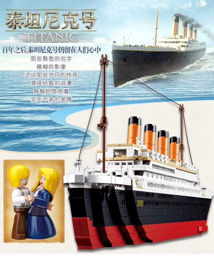 Titanic Rms Cruise Boat Ship City Model Building Kits 3d Blocks Educational Figures Diy Toys Hobbies For Children Bricks