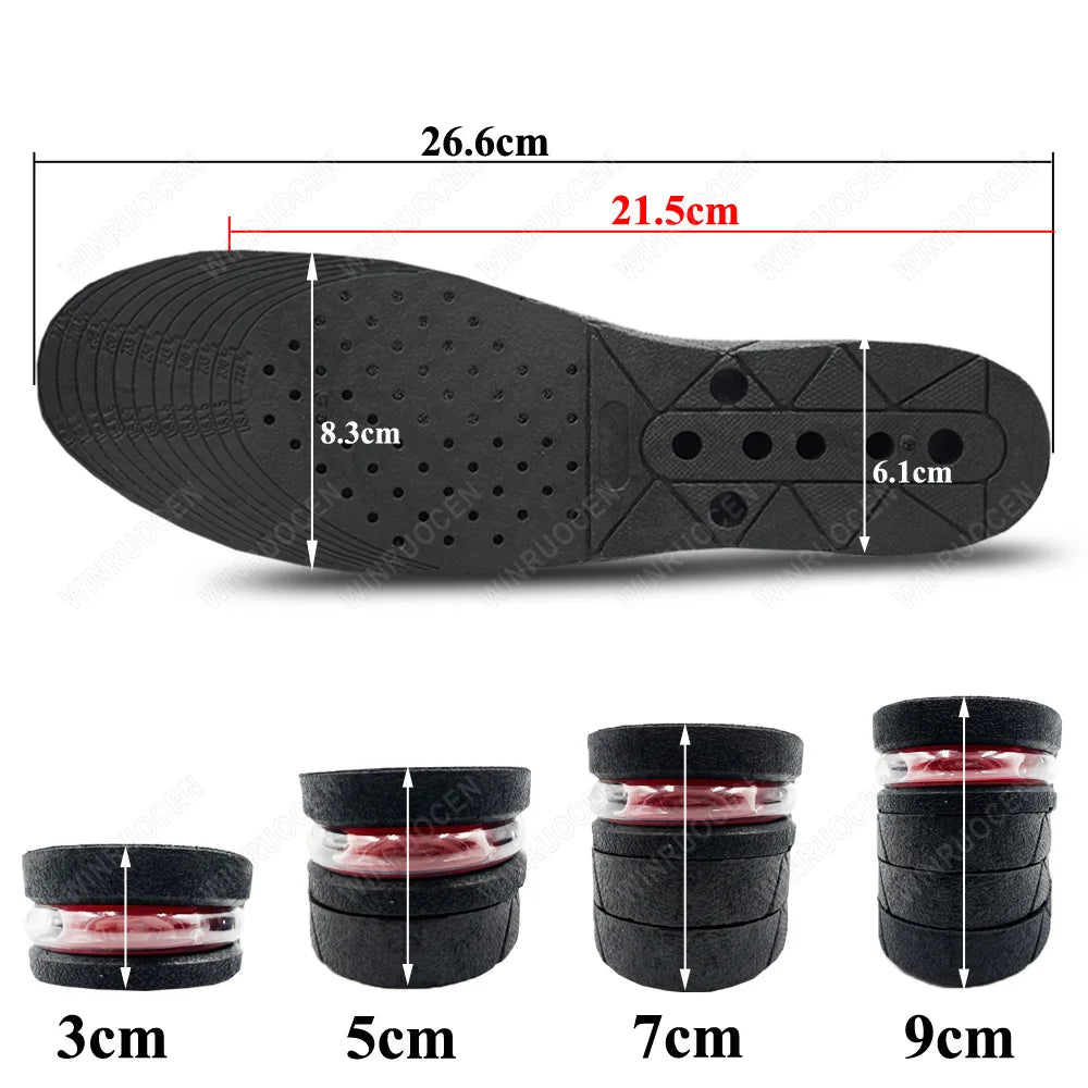 3-9cm Height Increase Insoles for Men Women Elevator Shoes Cushion Unisex Sneakers Heel Lifting Insert Heighten Insoles