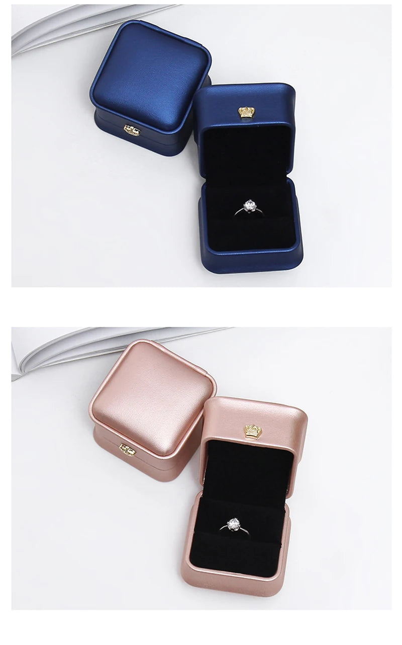 Organizador de regalo con hebilla en forma de corona, 10 unidades, pequeño, portátil, cuadrado, caja de almacenamiento, tela de PU, para joyas, pulseras y collares, venta al por mayor