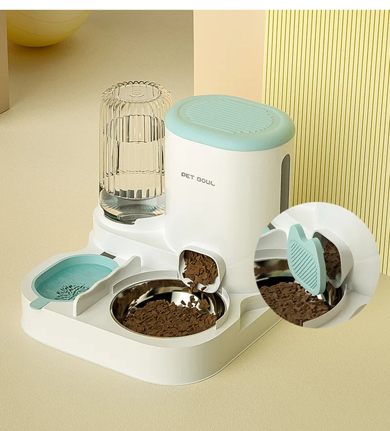 Comedero automático para gatos, cuenco de comida para gatos de gran capacidad con fuente de agua, dispensador para perros pequeños y gatos, contenedor de almacenamiento de alimentos