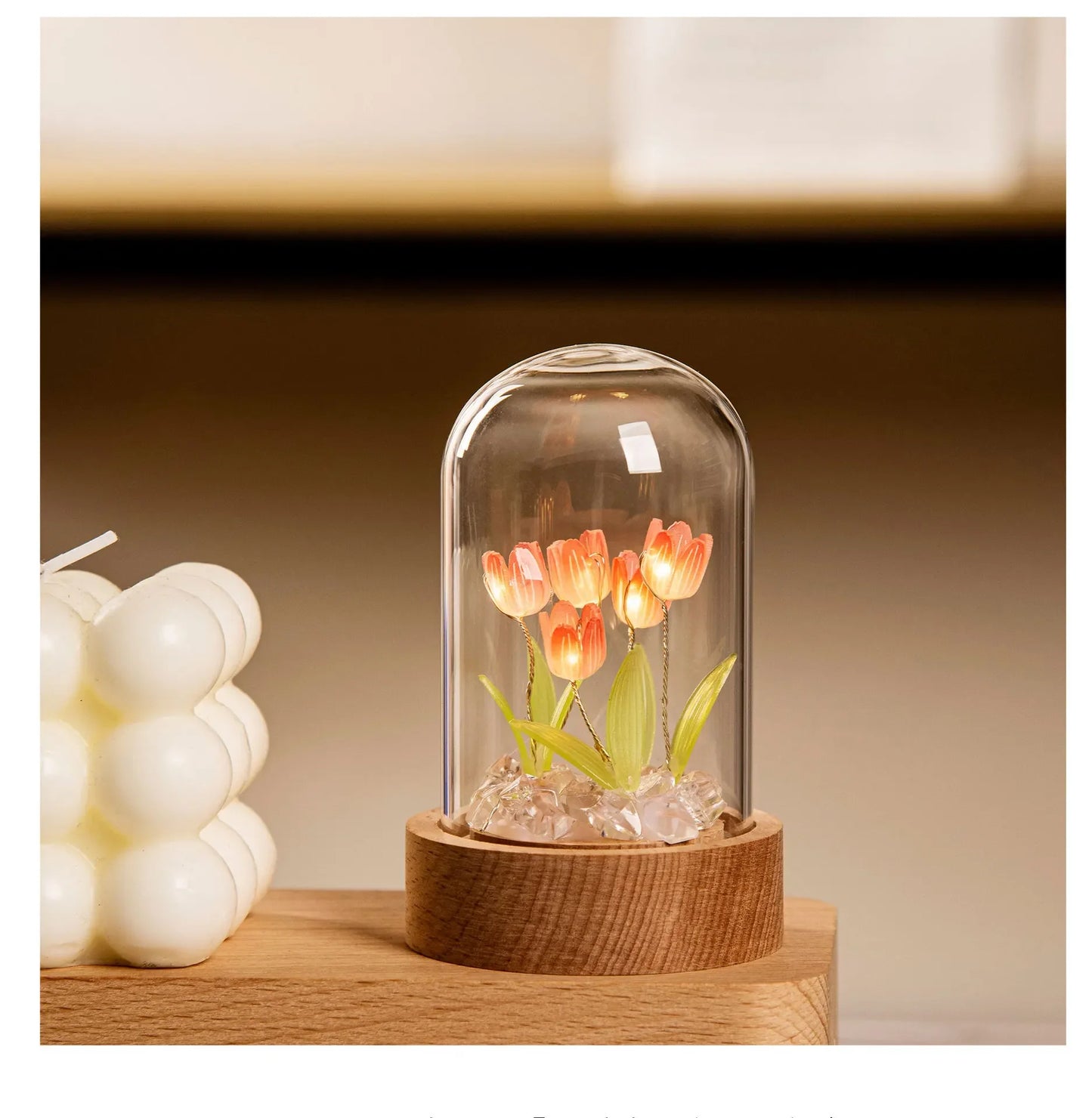 Tulip Night Light Tulip Flower Table Lamp DIY Simulation Tulip LED Night Light Handmade Bedside Light Christmas New Year Gift