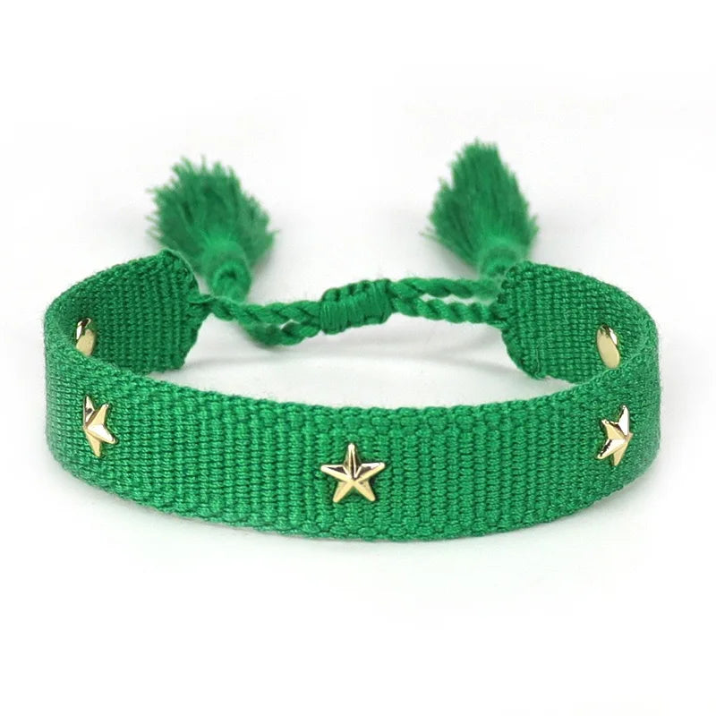 Pulsera tejida de la amistad para mujer con pequeñas estrellas Pulseras de joyería apilables de verano Regalos para hermanas