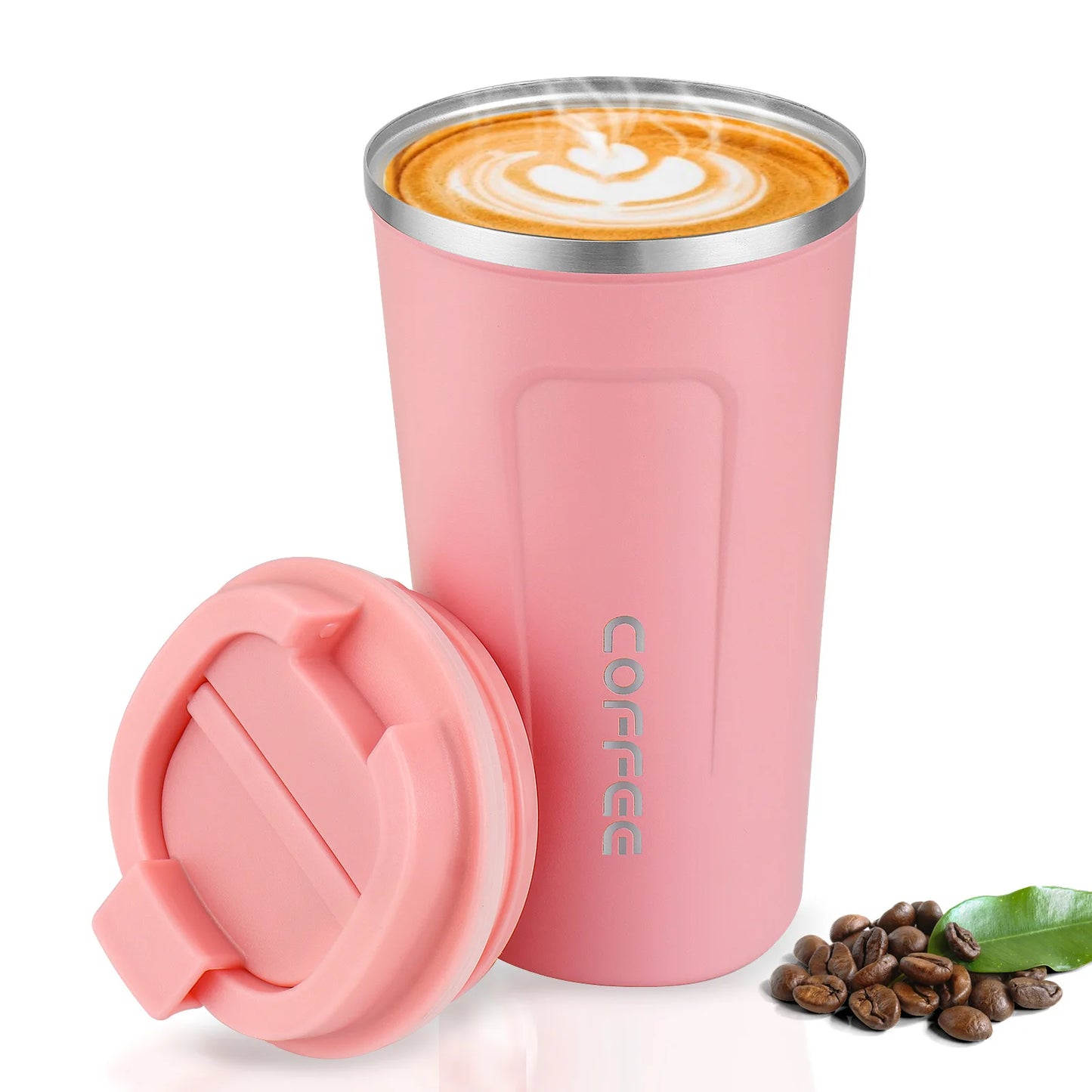 Pink Stainless Steel Coffee Cup Hot Cold Warm Water Beverage Thermo Insulated Leakproof Women Christmas Valentines Day Gifts