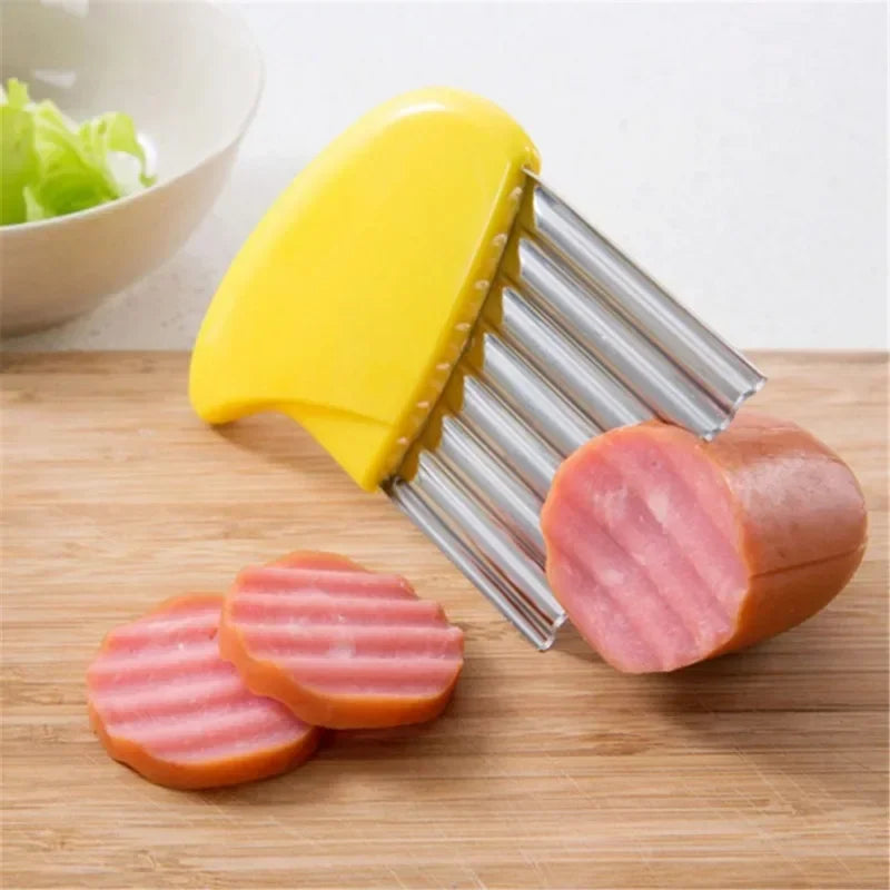 1 pieza de acero inoxidable de mano para cortar patatas fritas, cuchillo para maza, cortador de verduras multifuncional, herramientas de cocina