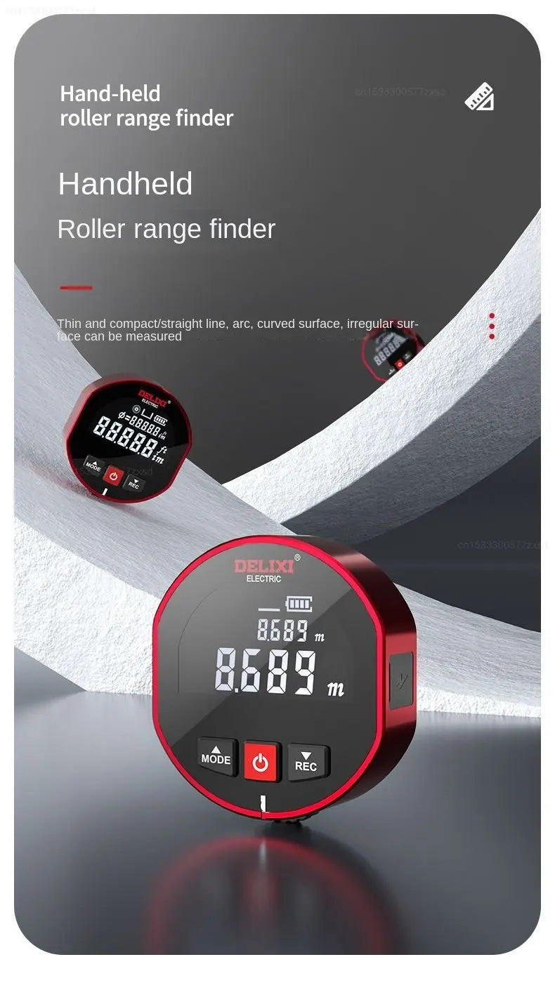 Cinta métrica con telémetro Xiaomi DELIXI, regla electrónica con rodillo, arco curvo plano de alta precisión, medidor de distancia láser
