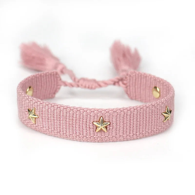 Pulsera tejida de la amistad para mujer con pequeñas estrellas Pulseras de joyería apilables de verano Regalos para hermanas