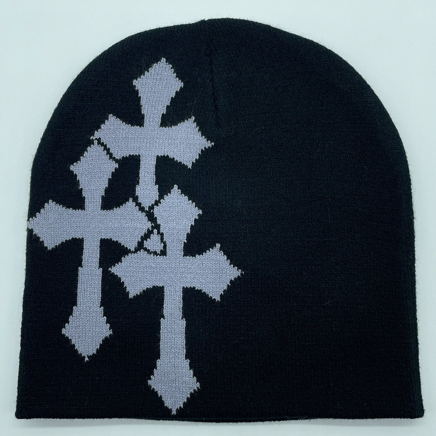 Gorro de punto con jacquard y crucifijo Y2K, gorro de hip hop popular en Europa y Estados Unidos, gorro de moda de tendencia callejera para adultos