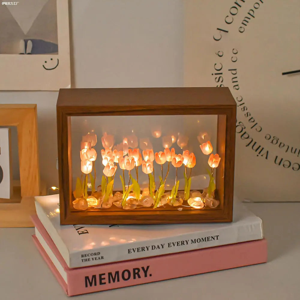 20PCS Tulip Nightlight Handmade DIY Photo Frame Huahai Home Decoration Atmosphere Lamp Valentine's Day Christmas Birthday Gift