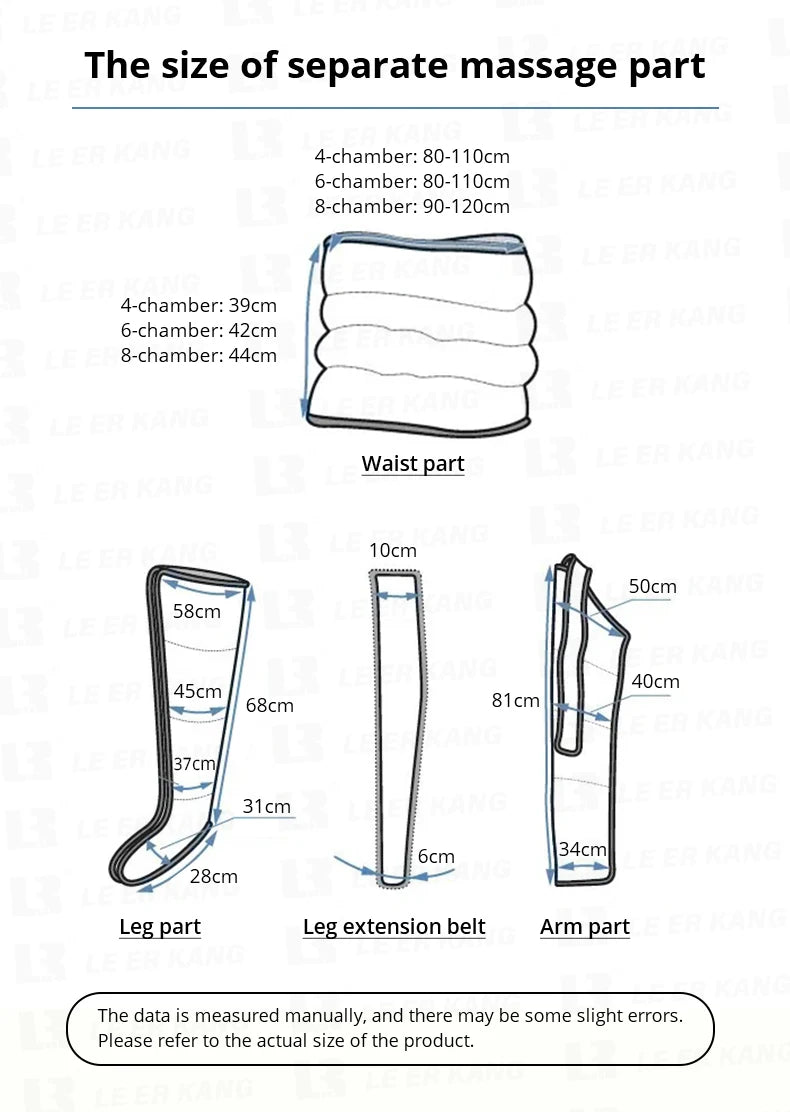 6-chamber Electric Airbag Pressure Massager Wraps Arm Waist Leg Foot Massage Varicose Veins lymphatic drainage device