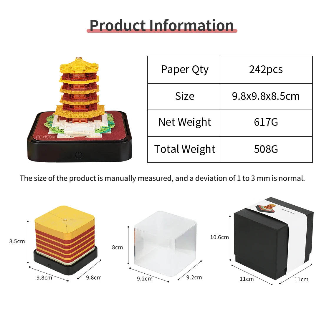 2024 Calendar Memo Pad With LED Lights,Time Piece Calendar,Creative Desk Calendar DIY Paper Carving Art Craft Desktop Decoration
