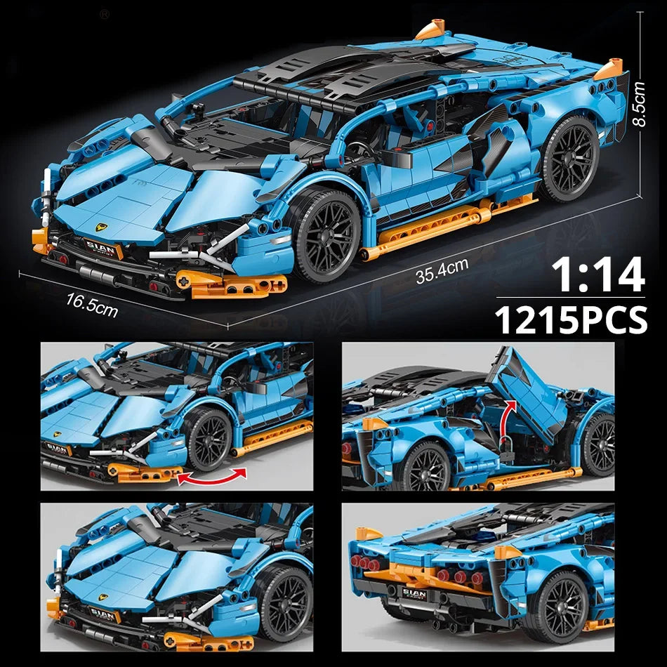 ToylinX 1:14 Building Blocks Car MOC City Speed Car Luxury Auto Racing Vehicle with Super Racers Bricks Toys for Children Gift