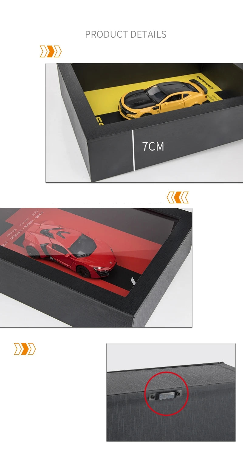 3D Wooden Photo Frame With 1/32 Diecast Metal Miniature Toy Car, 12 Inches Wall Decoration Suitable for Modern Style Living Room